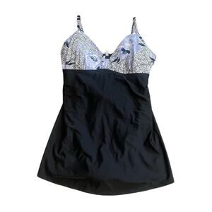 St. John's Bay Women's Floral Animal Print One Piece Swimming Suit Dress Size 18